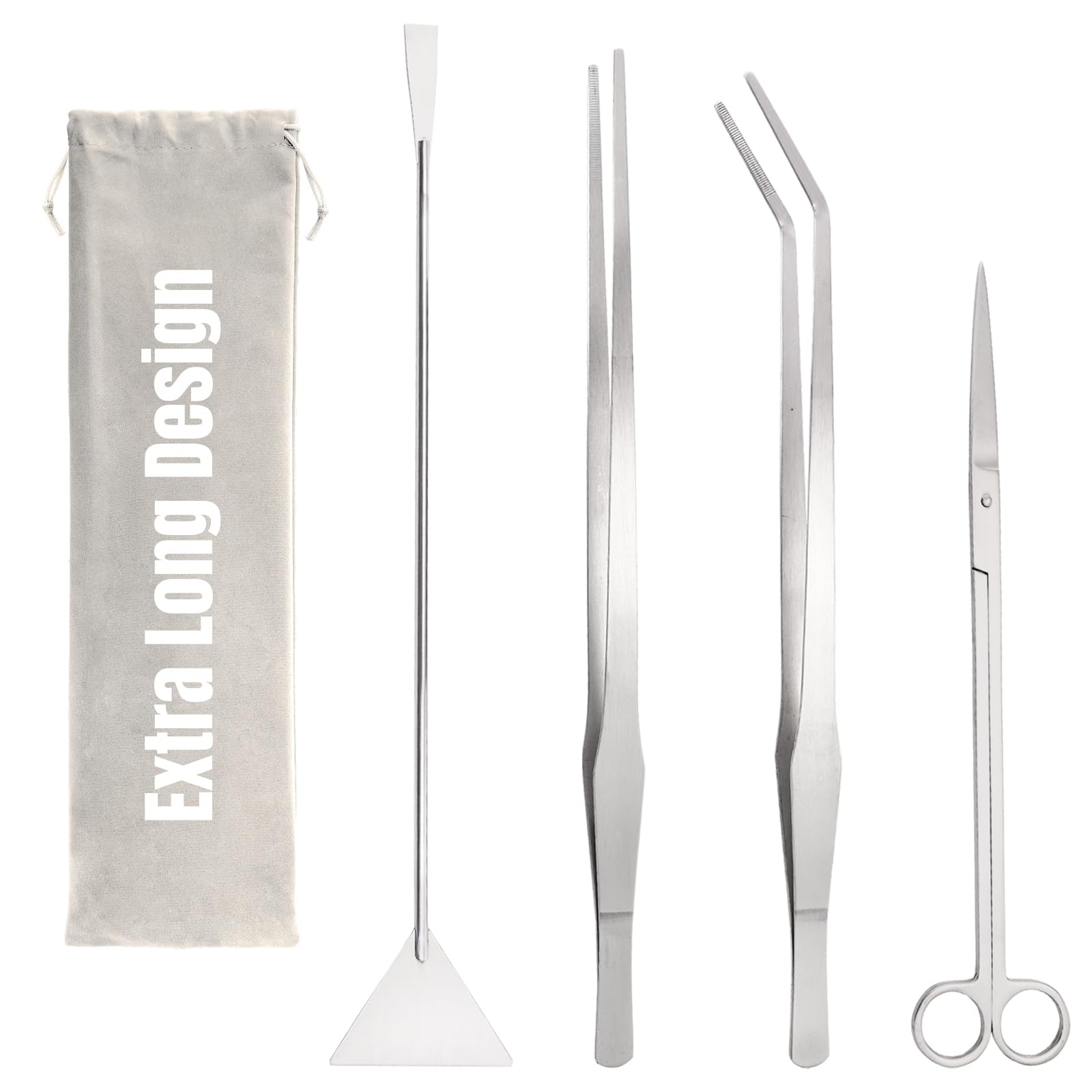 Hiceeden aquarium tools kit 15inch-length demonstrates long reach for substrate work.