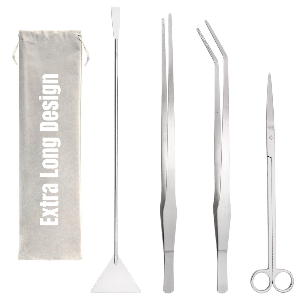 Hiceeden aquarium tools kit 15inch-length demonstrates long reach for substrate work.