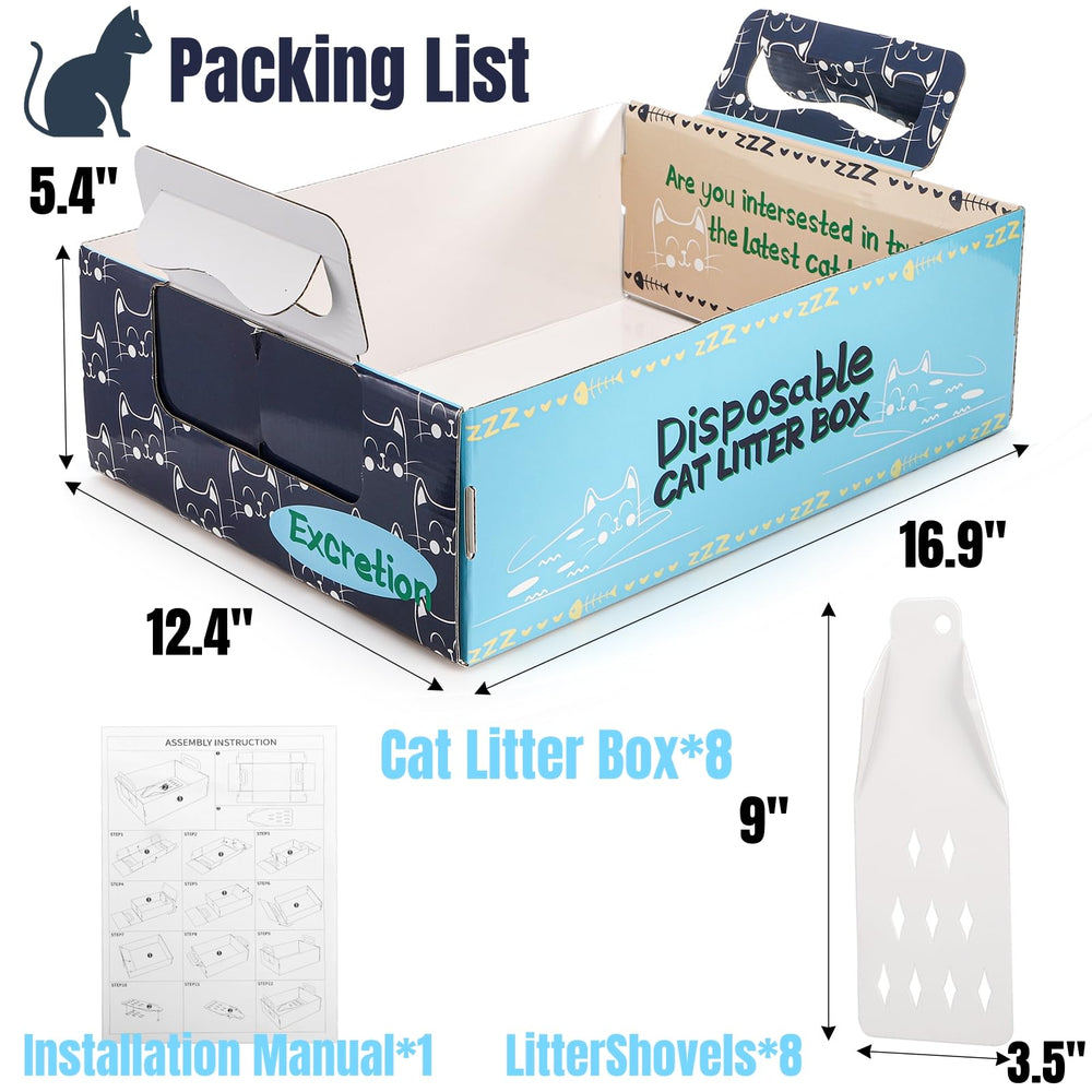 Hiceeden foldable litter box flat blue, easy storage for travel and quick setup.