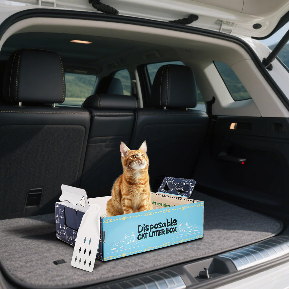 Hiceeden travel litter box blue used in car or vet visits for on-the-go potty.