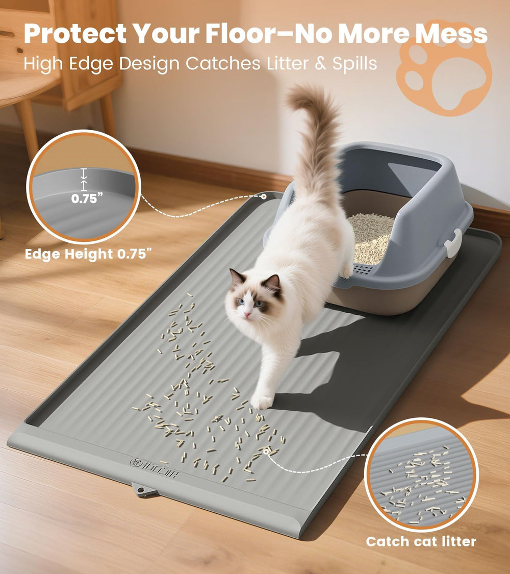 HICOOI cat litter mat 36x24 coverage supports multi-cat setups