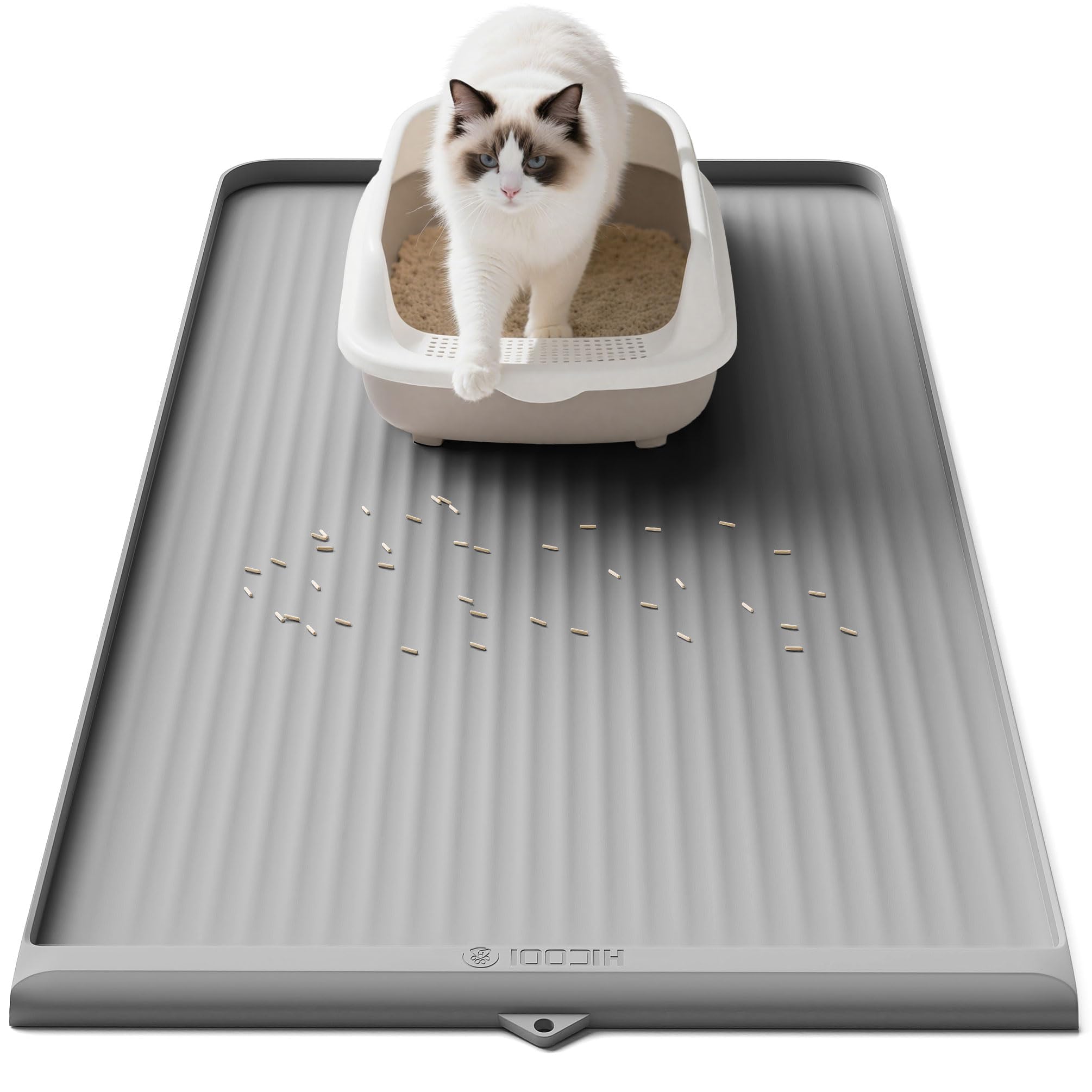 HICOOI cat litter mat diversion groove traps litter for quick cleanup