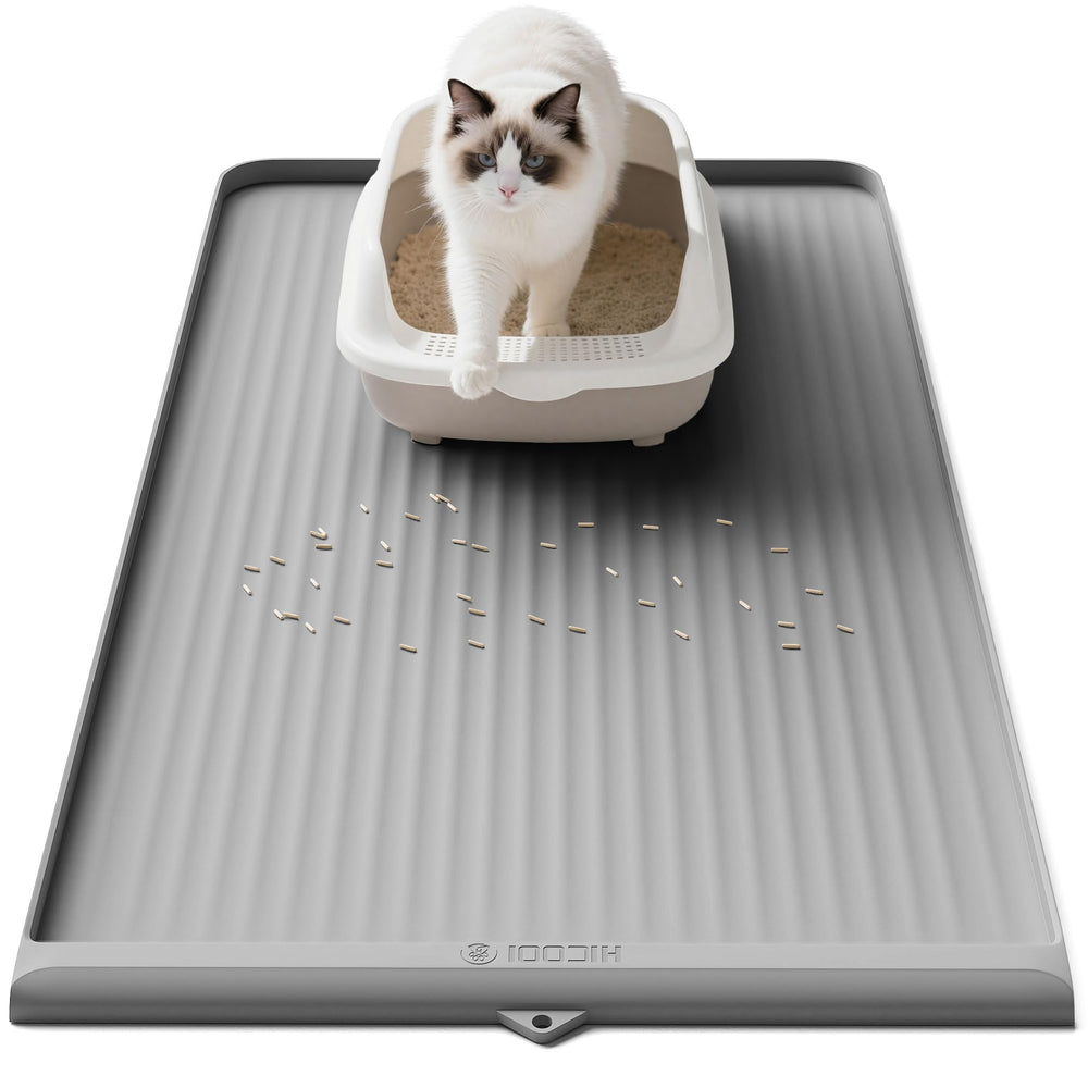 HICOOI cat litter mat diversion groove traps litter for quick cleanup