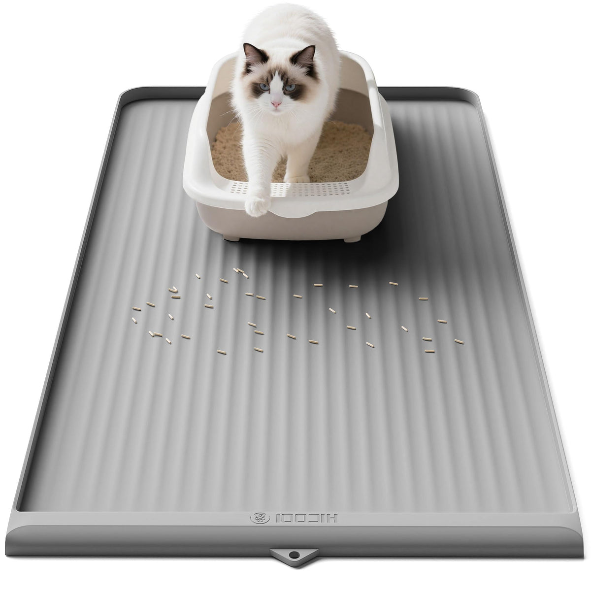 HICOOI cat litter mat diversion groove traps litter for quick cleanup