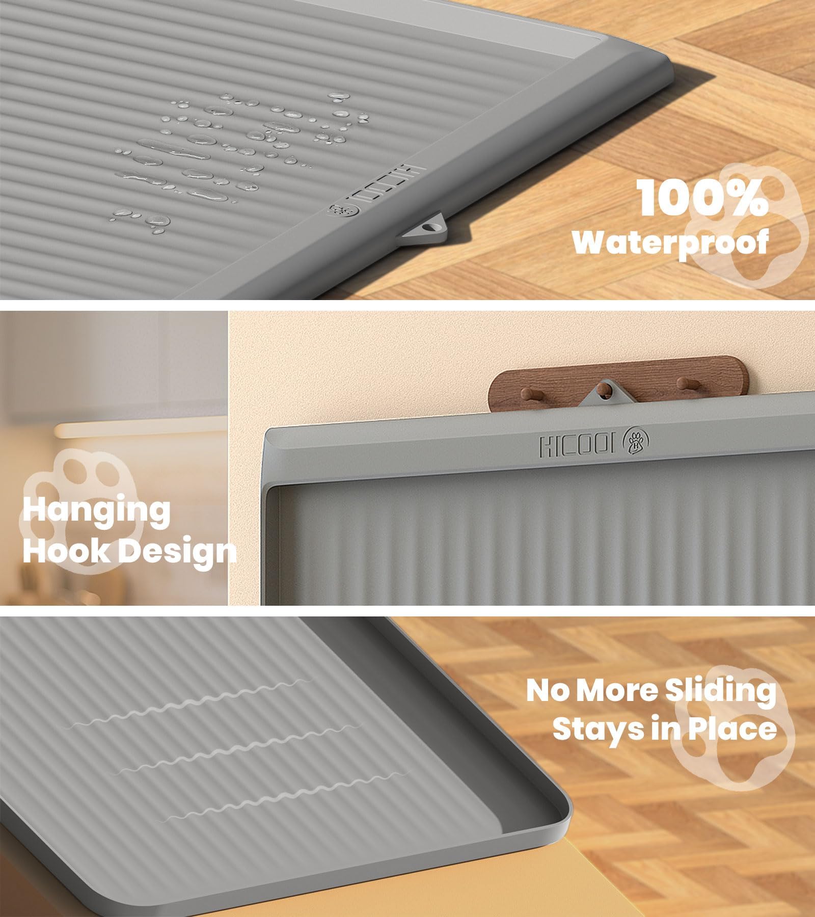 HICOOI cat litter mat non-slip base stays in place during use