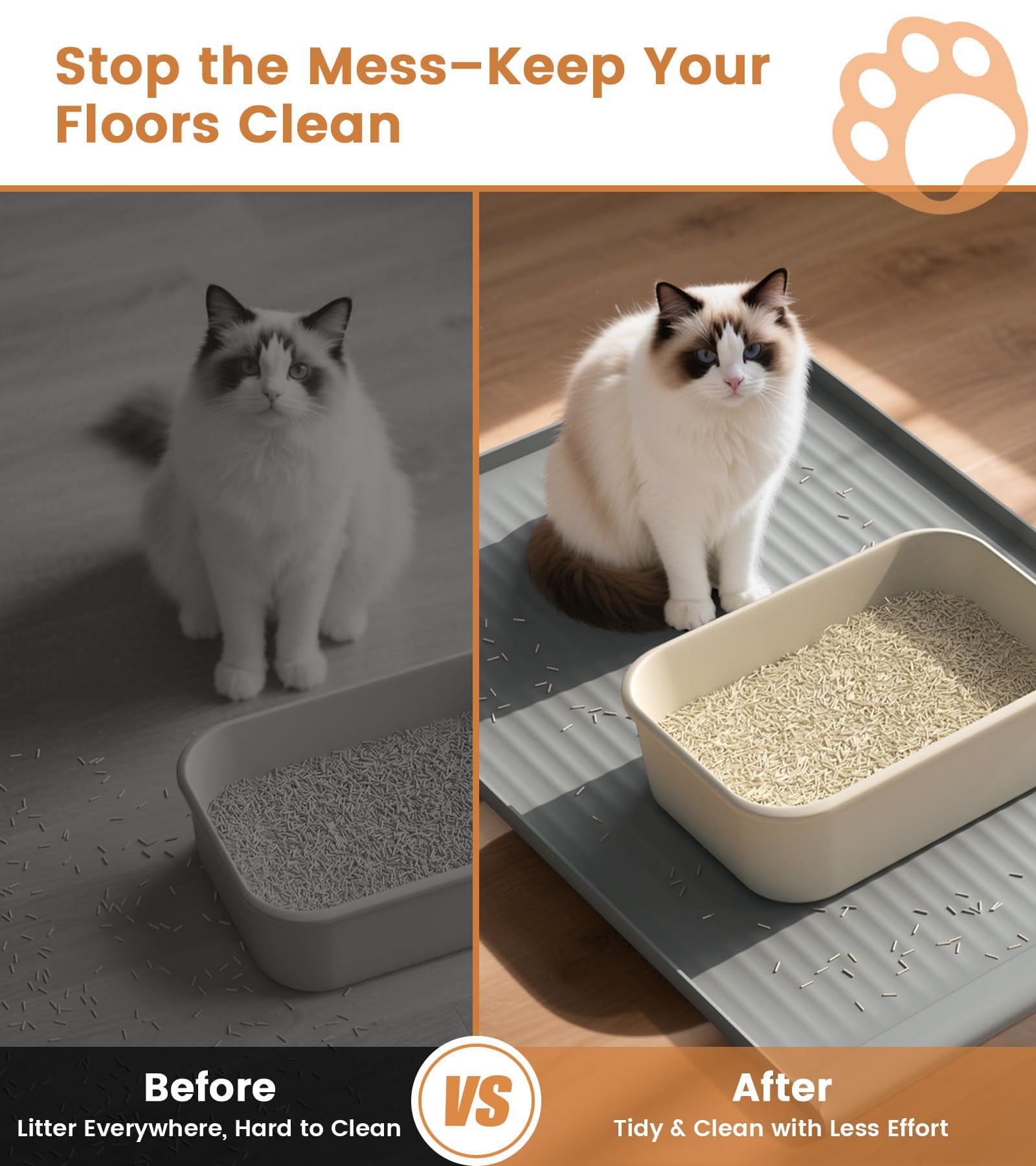 HICOOI cat litter mat waterproof surface resists moisture and stains