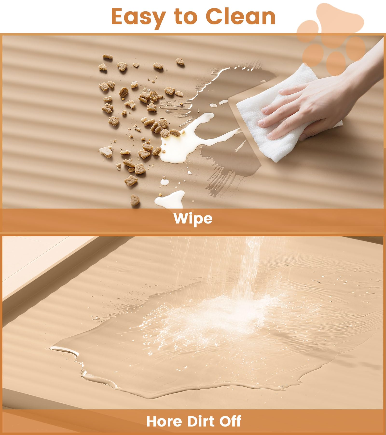 HICOOI dog food mat non-slip surface keeps bowls steady during meals