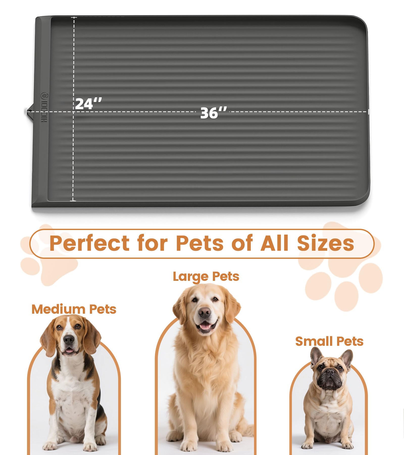 HICOOI dog food mat gray design complements home decor