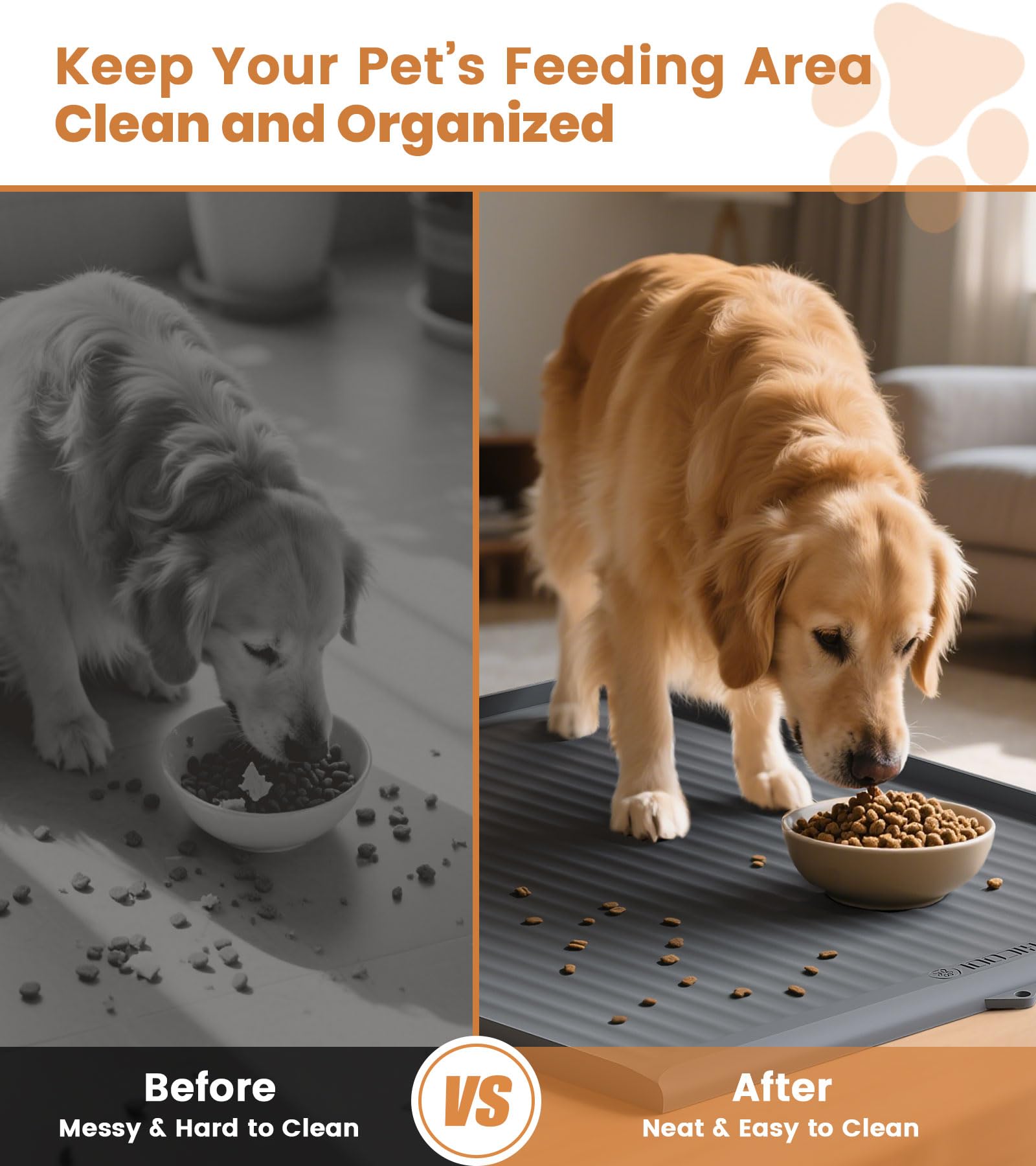 HICOOI dog food mat hanging holes enable quick storage and drying