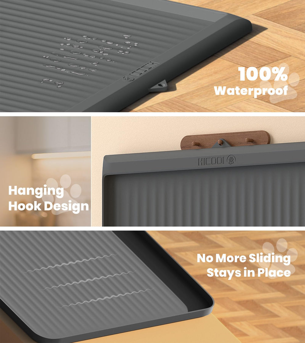 HICOOI dog food mat non-slip surface holds bowls during meals