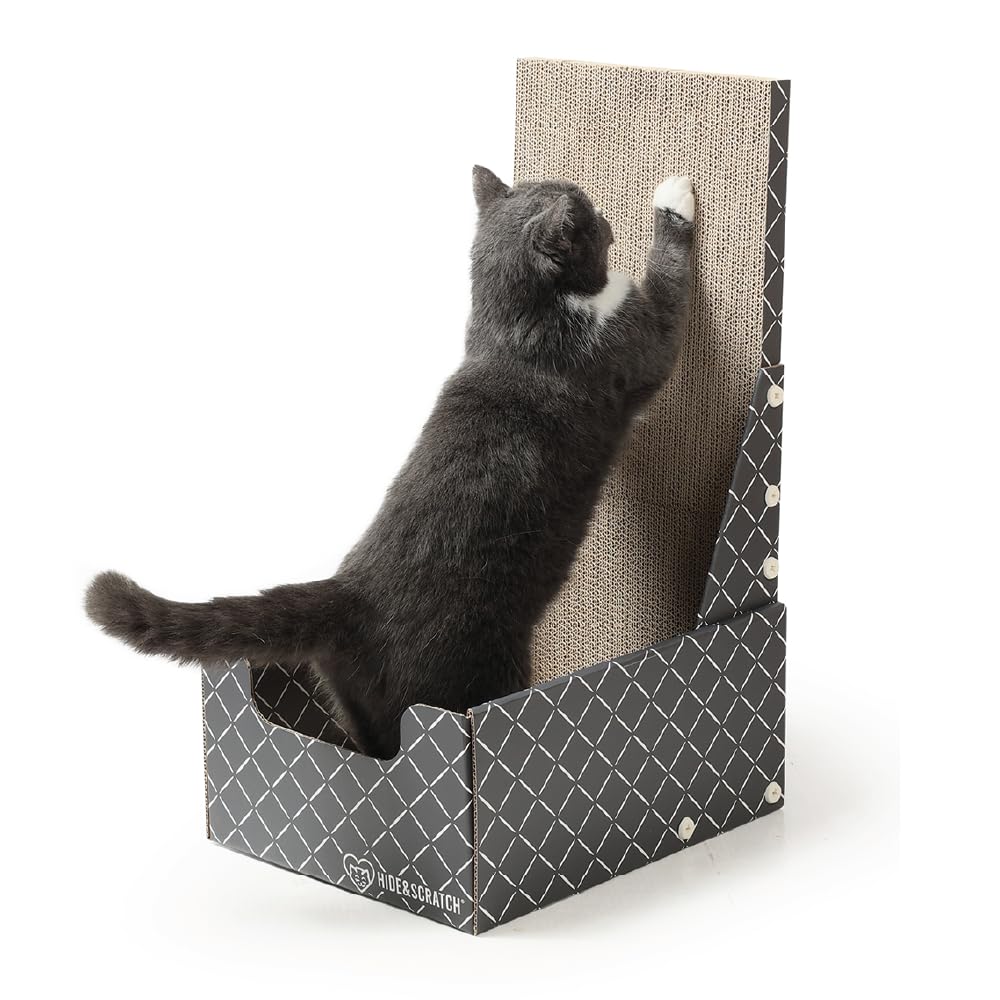 Hide & Scratch 26inch L-shaped cat scratcher front view demonstrates durable indoor scratching