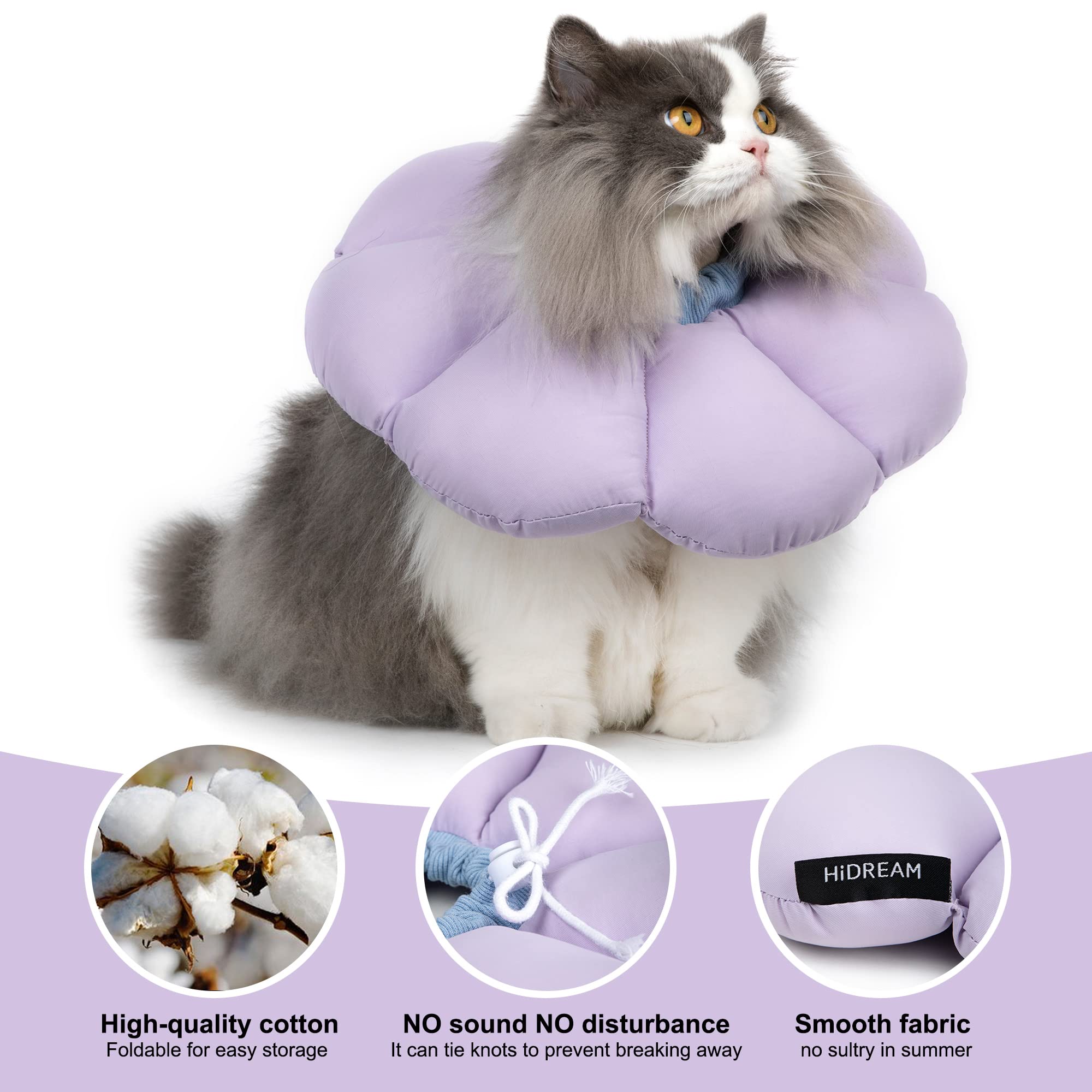 H HIDREAM cone collar highlighting adjustable elastic band for secure fit
