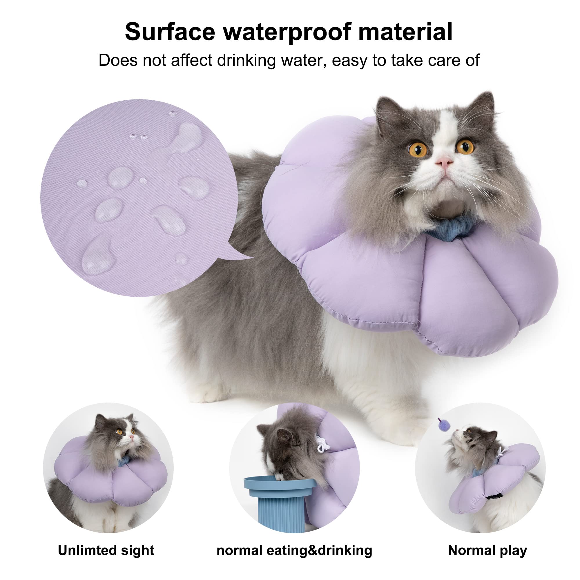 H HIDREAM cat cone collar close-up of soft waterproof material