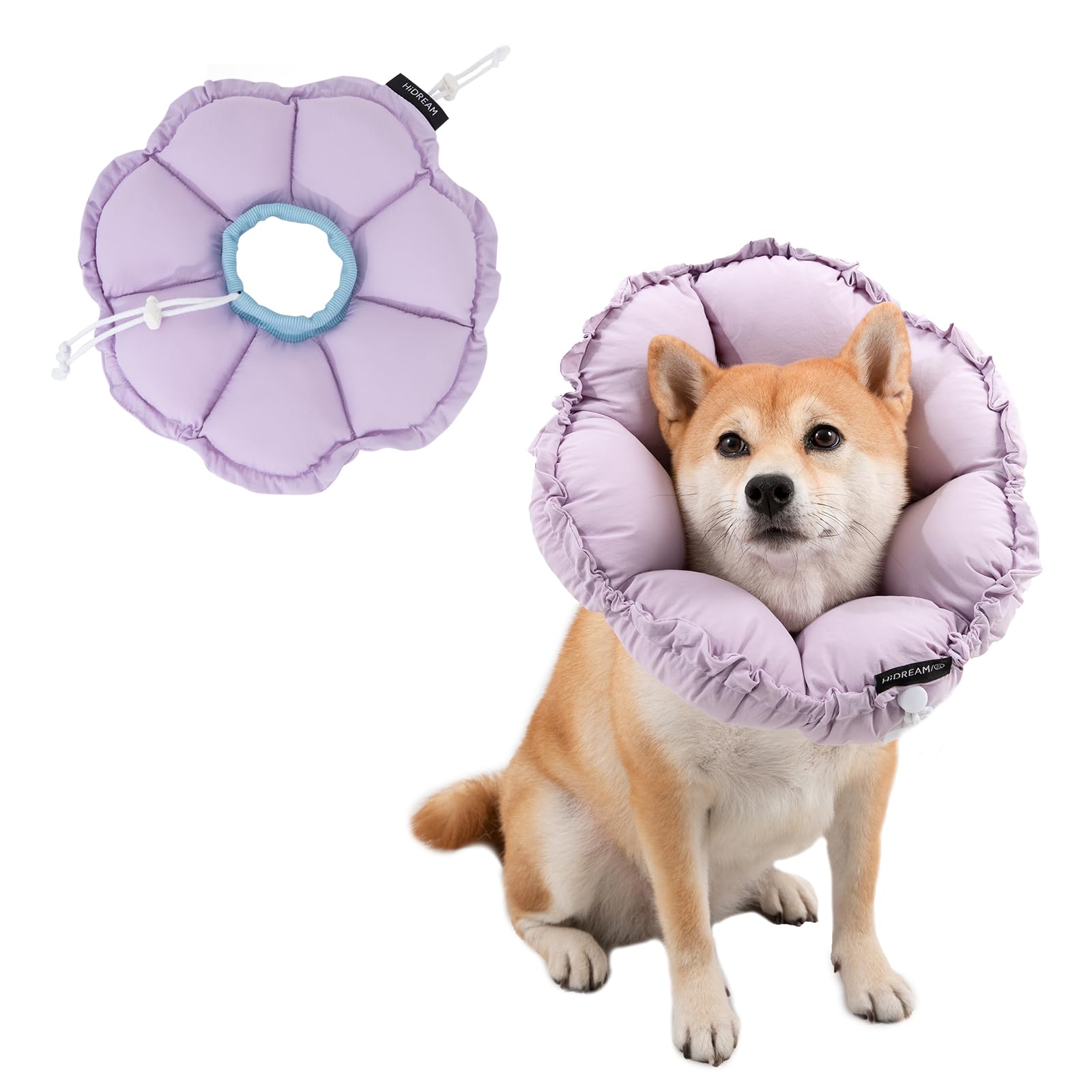 H HIDREAM soft dog cone for medium dogs shows neck measurement for secure fit.
