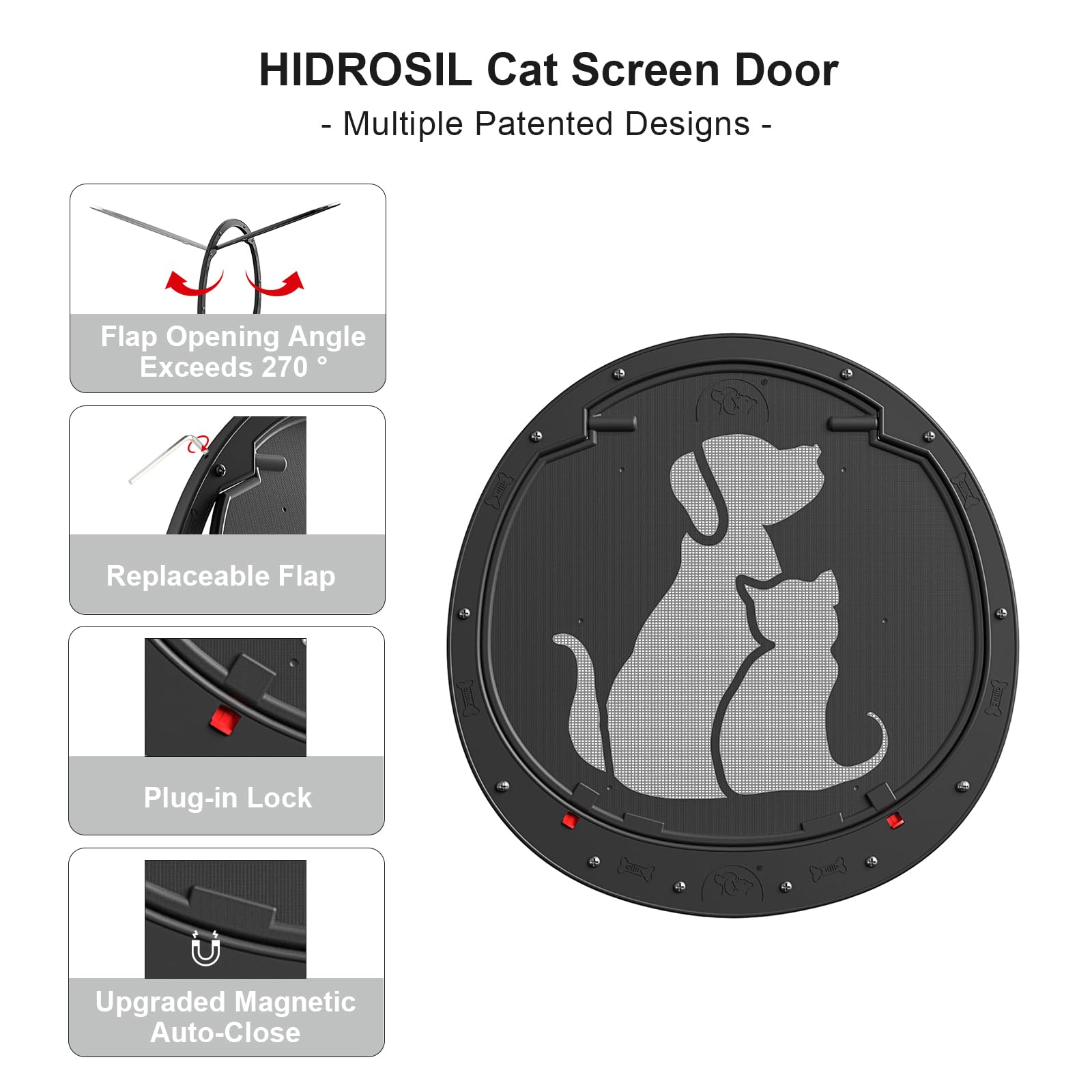 HIDROSIL dog door magnetic flap shown closed for secure closure and pet privacy.