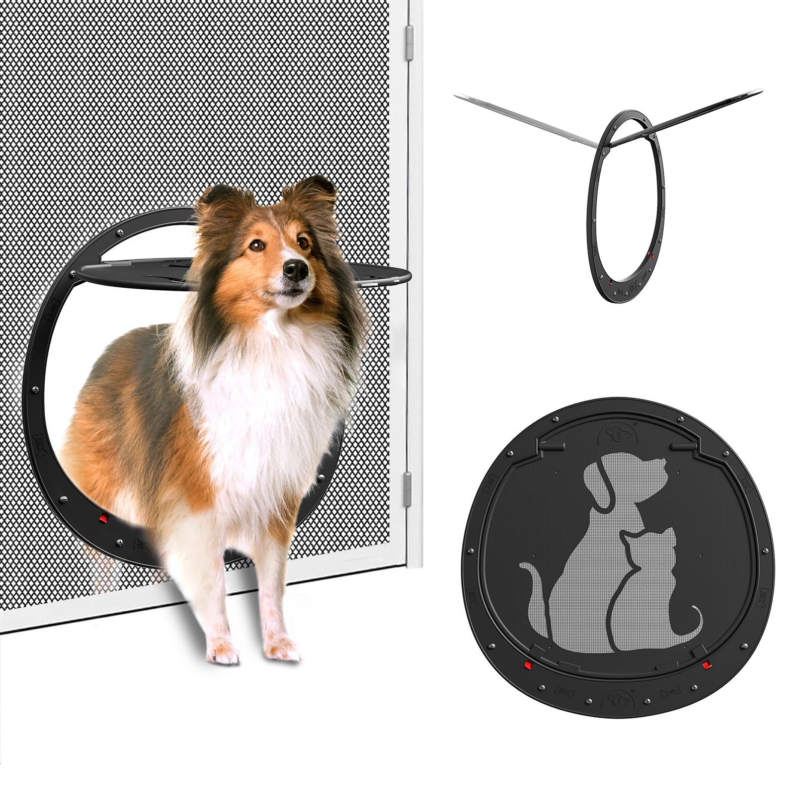 HIDROSIL dog door screen frame fits standard screen doors for flexible pet access.