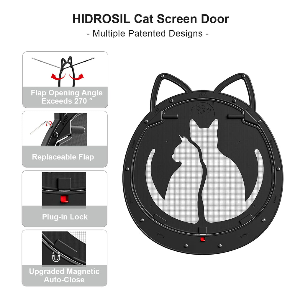 HIDROSIL patent-design magnetic flap ensures secure, quiet closing for cats.