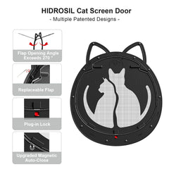 HIDROSIL patent-design magnetic flap ensures secure, quiet closing for cats.