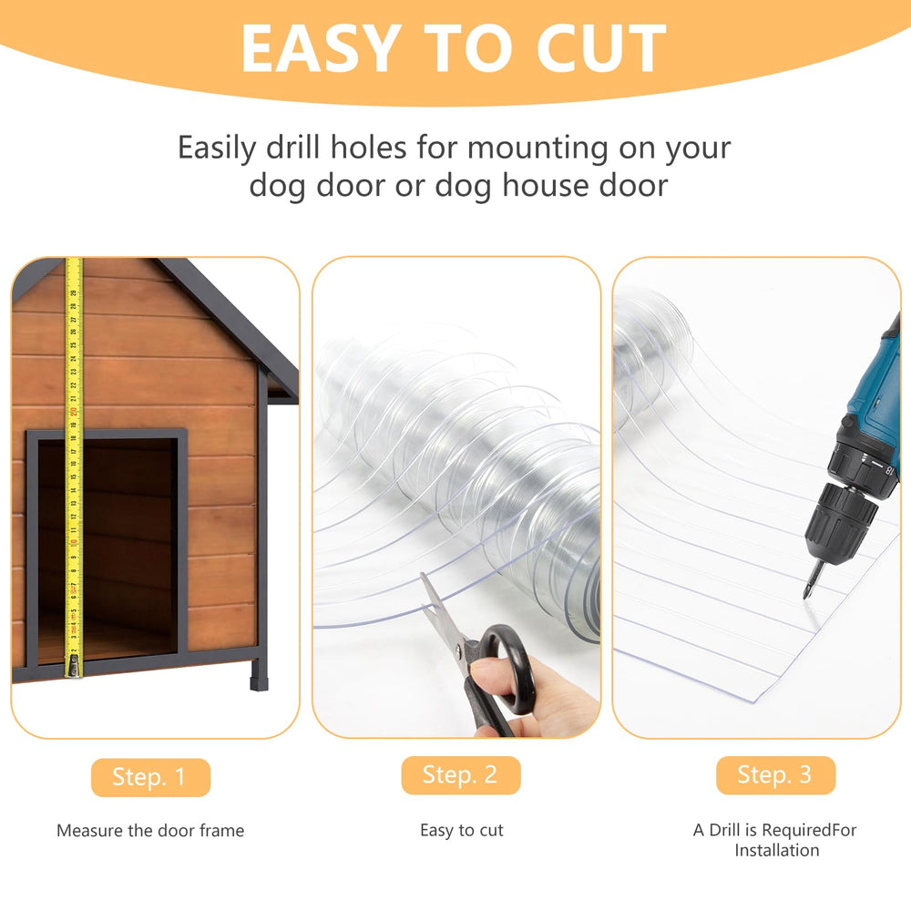 HIDROSIL transparent dog door strip keeps view unobstructed while pets pass through.
