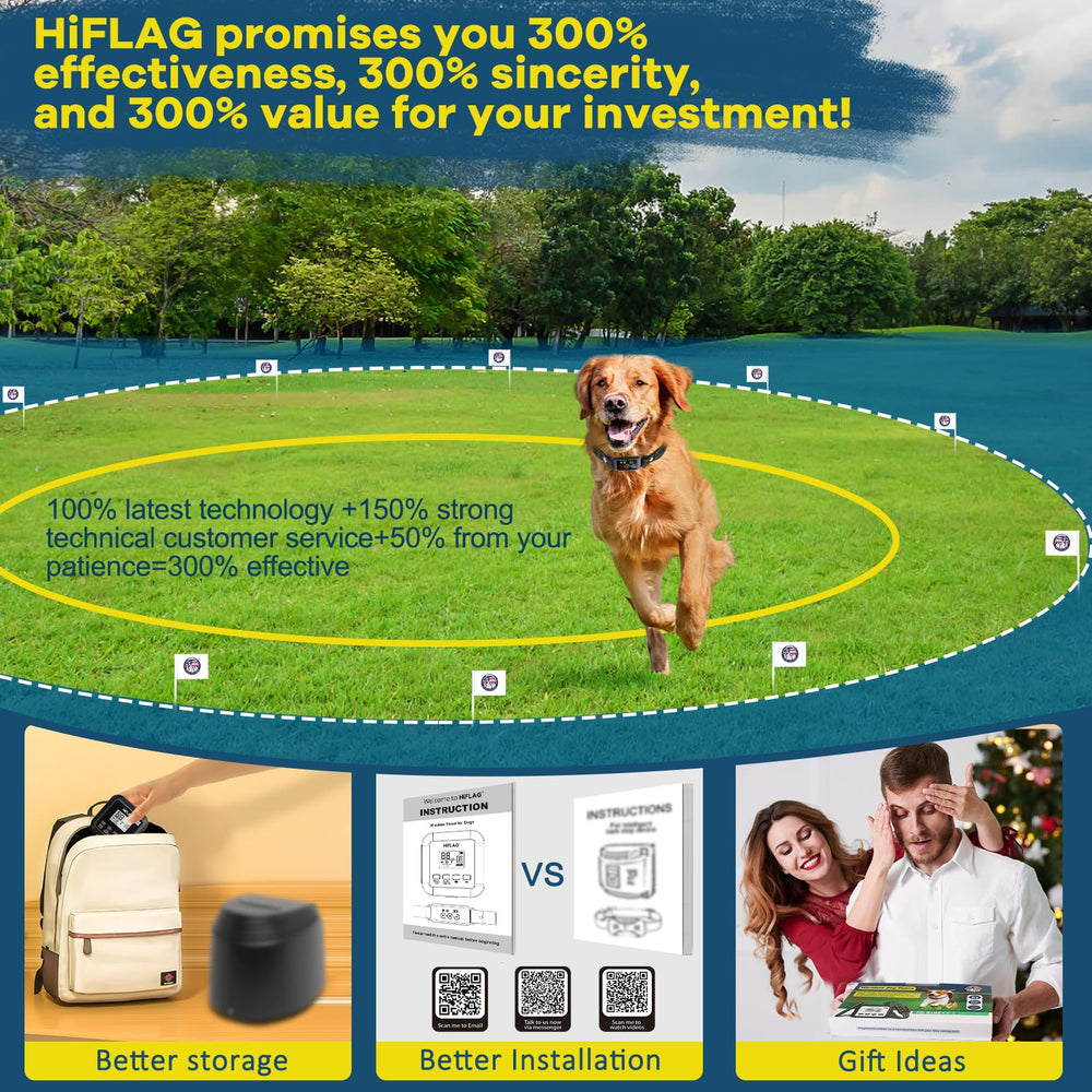 Hiflag training videos demonstrate effective boundary training for dogs of all sizes.