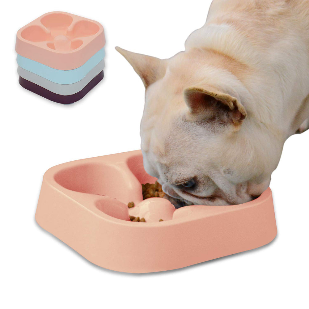 Hifrenchies four-leaf clover pattern bowl improves mealtime pacing for small to medium dogs
