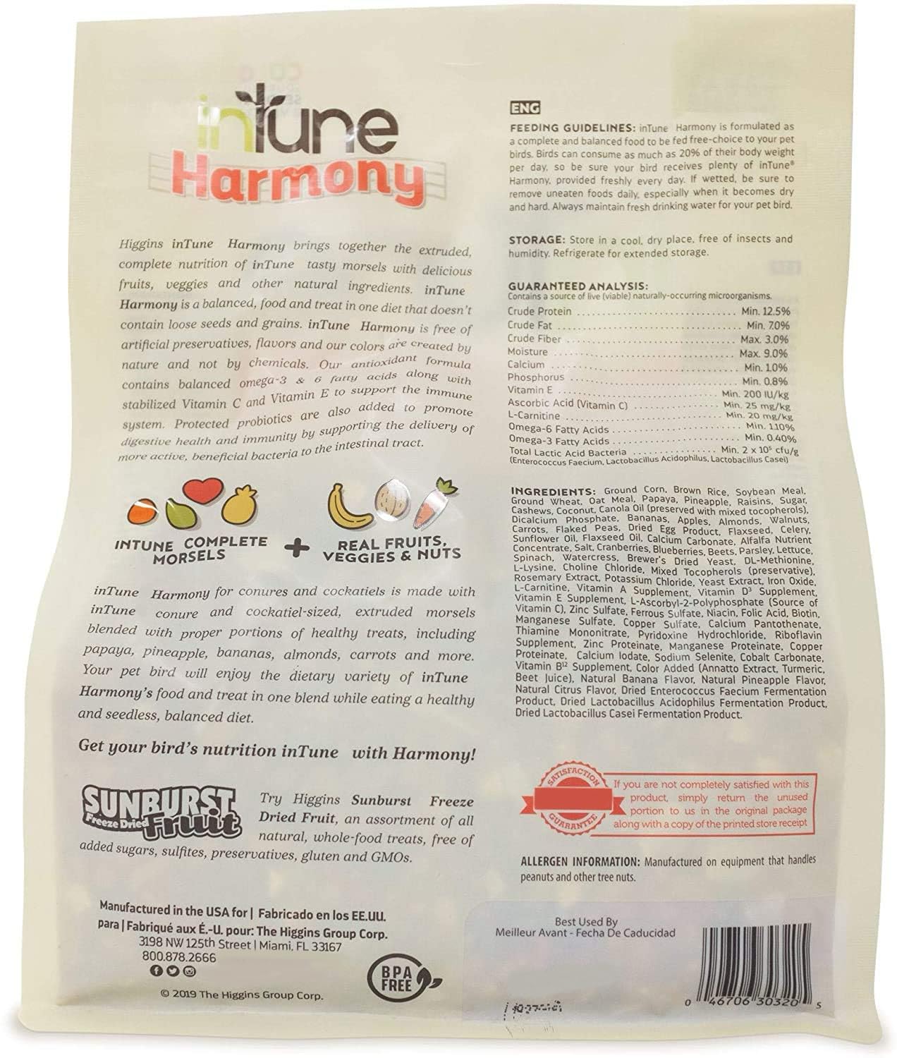 Higgins Intune Harmony serving bowl with nutritious parrot mix
