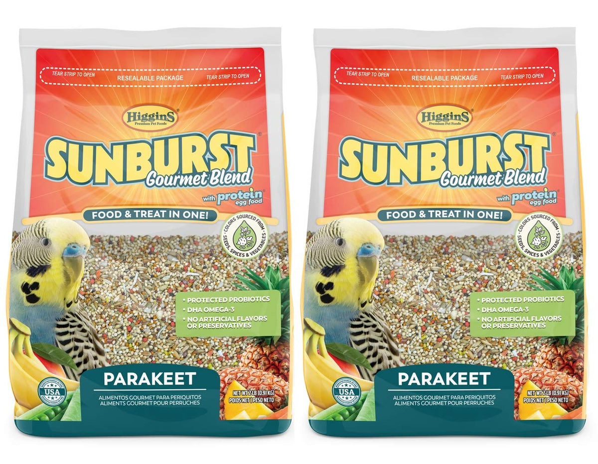 Higgins Sunburst Gourmet Blend para periquitos, envase de 2 libras, nutrición equilibrada