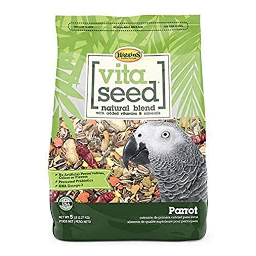 Higgins Vita Seed Natural Parrot 5 lb bag with premium seed mix for parrots