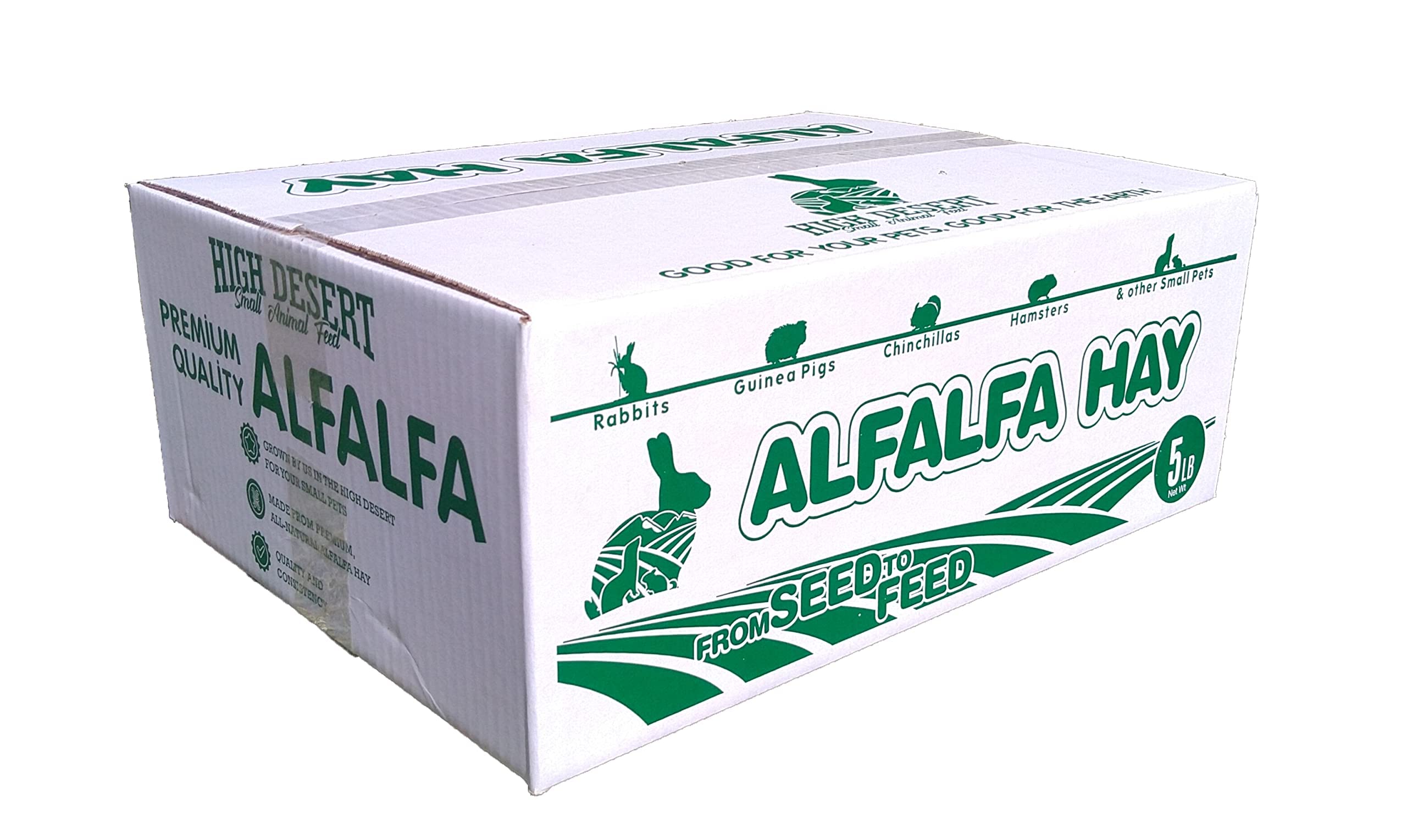High Desert Alfalfa Hay hand-packed breathable box preserves freshness.