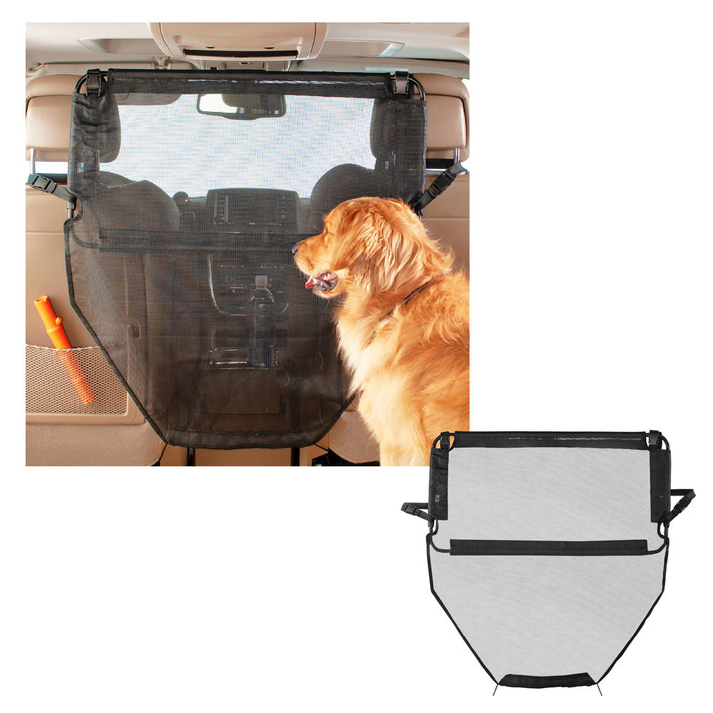 High Road back seat barrier net view provides an unobstructed road ahead for calmer rides