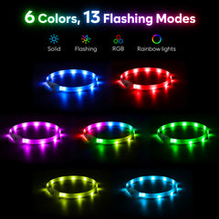 Higo RGB LED dog collar light side view boosts evening visibility