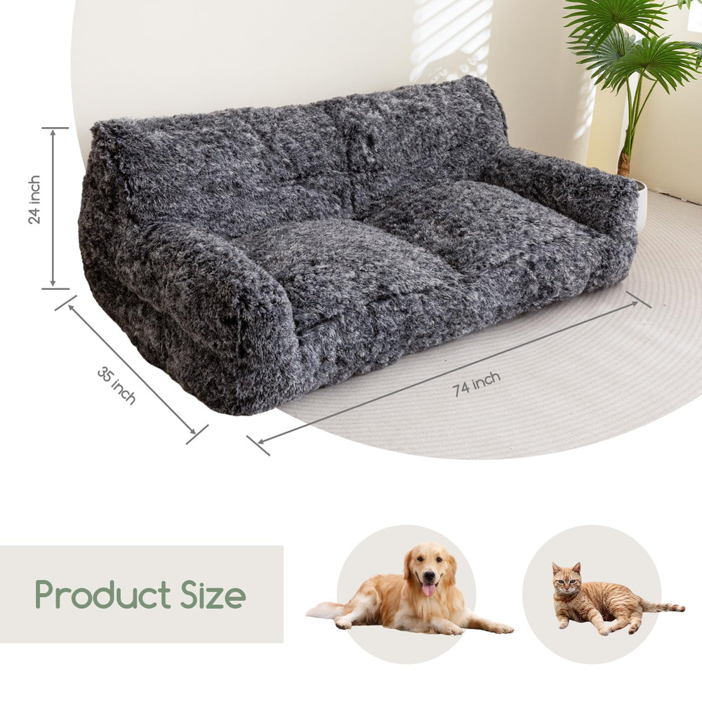 HIGOGOGO fluffy faux fur closeup shows inviting texture for pets and people.