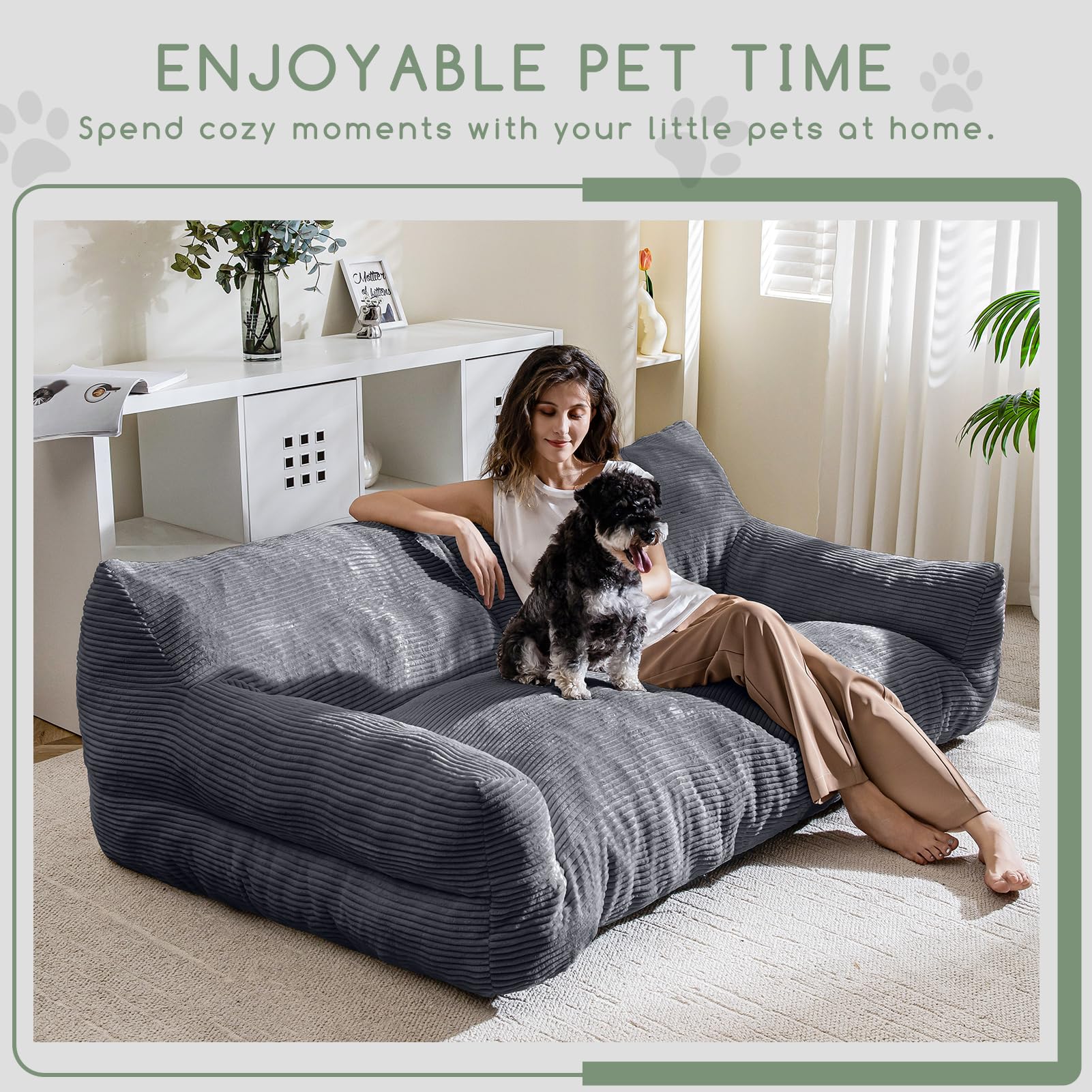 Corduroy grey fabric on HIGOGOGO bed adds soft texture and warmth