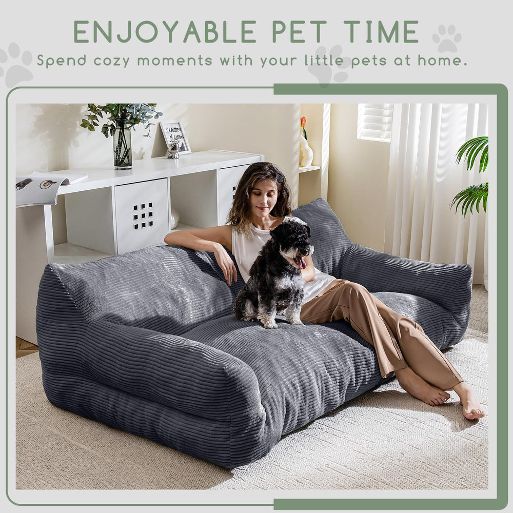 Corduroy grey fabric on HIGOGOGO bed adds soft texture and warmth