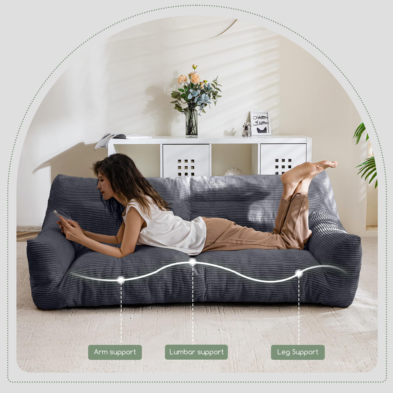Foam-supported base and plush cover offer cushioned stability for pets and people