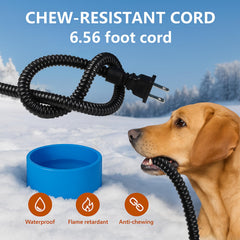 Higoro waterproof heated pet bowl performs in snow and rain outdoors.