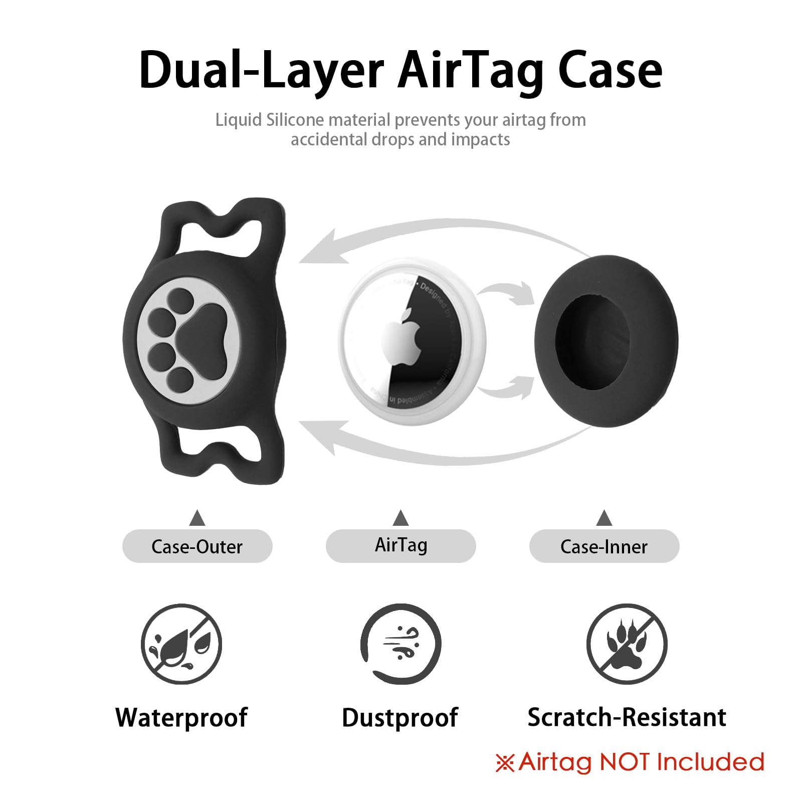 Hiifardz Airtag collar QR code tag directs to secure contact profile.
