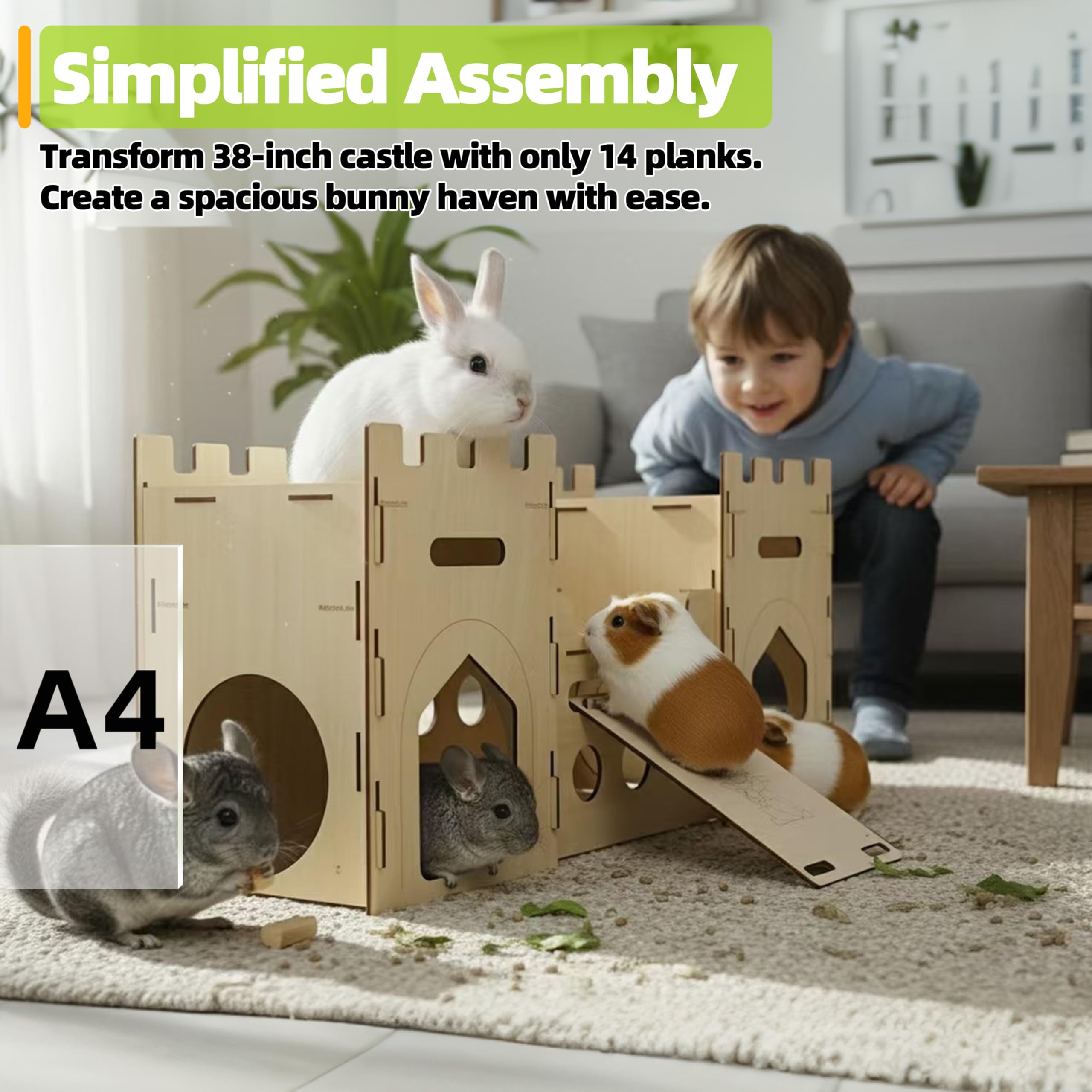 HIIMALEX enchanting-design bunny castle adds whimsy and warmth to a pet corner.
