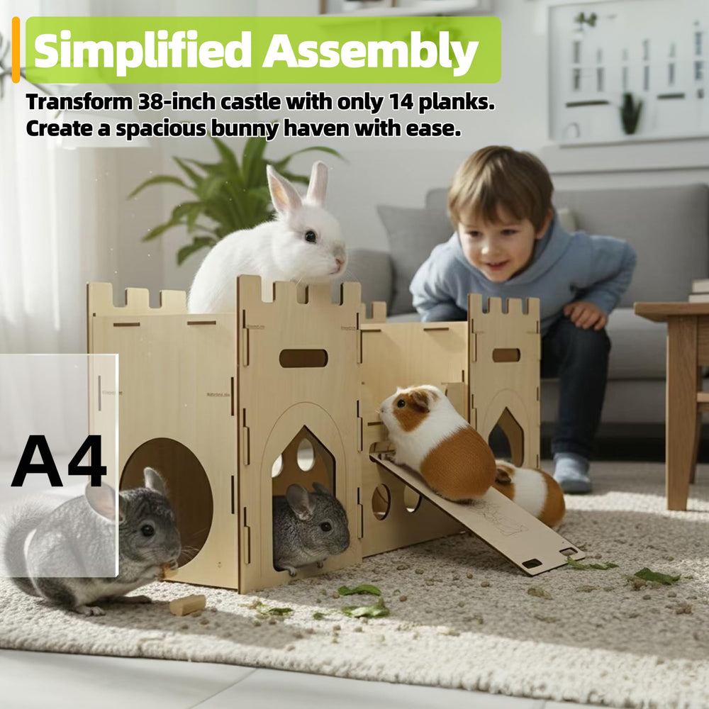 HIIMALEX enchanting-design bunny castle adds whimsy and warmth to a pet corner.