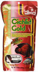 Hikari Cichlid Gold floating pellets 3-pack shown for easy portion control during feeding