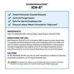 Hikari Ich-X Ich Treatment 1 Gallon label closeup with dosing information.