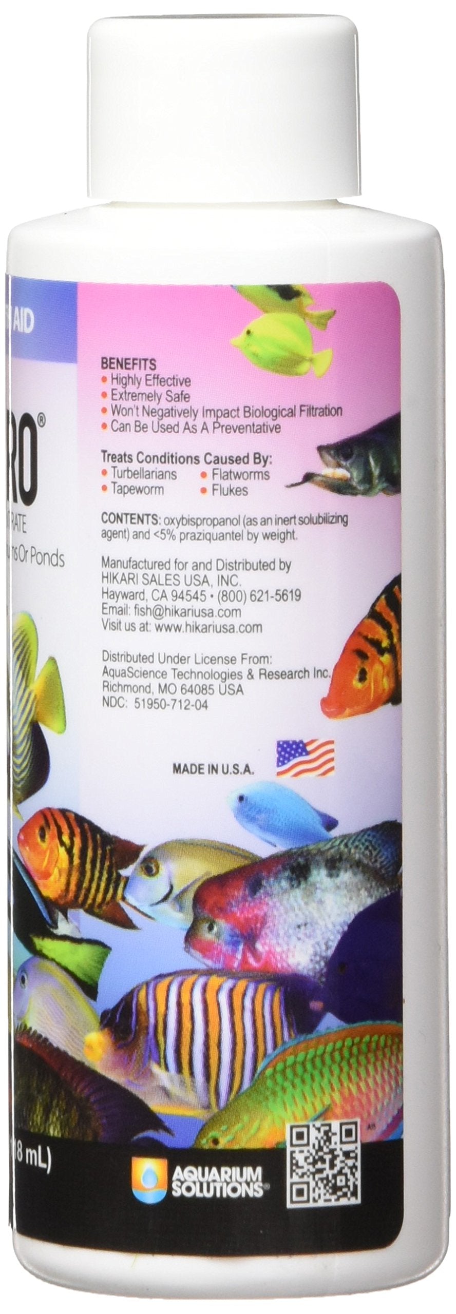 Hikari Prazipro label closeup highlighting parasite treatment details for aquariums