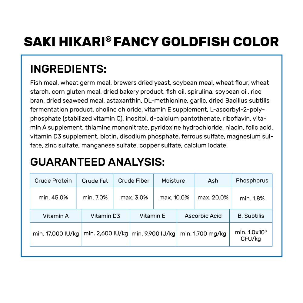 Hikari Saki Fancy Goldfish con astaxantina y espirulina para coloración intensa.