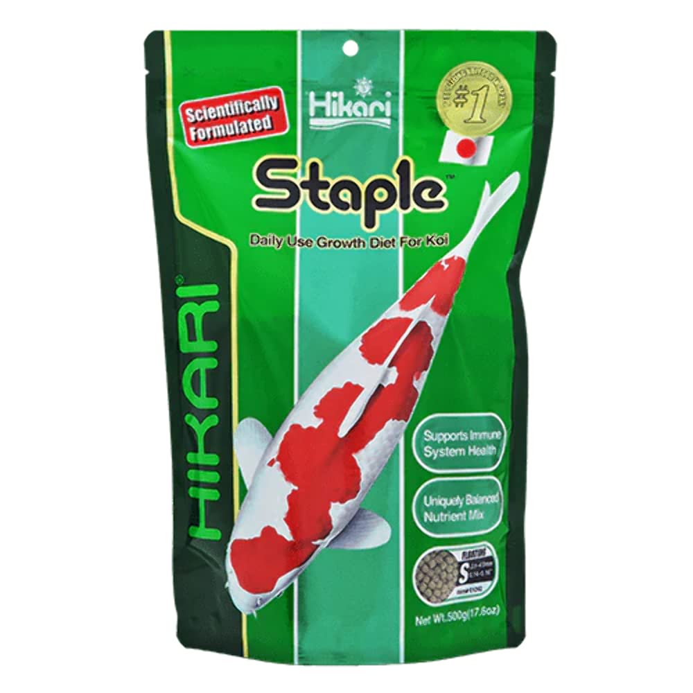 Hikari staple floating pellets for pond fish, water stays clear while immune support may occur.