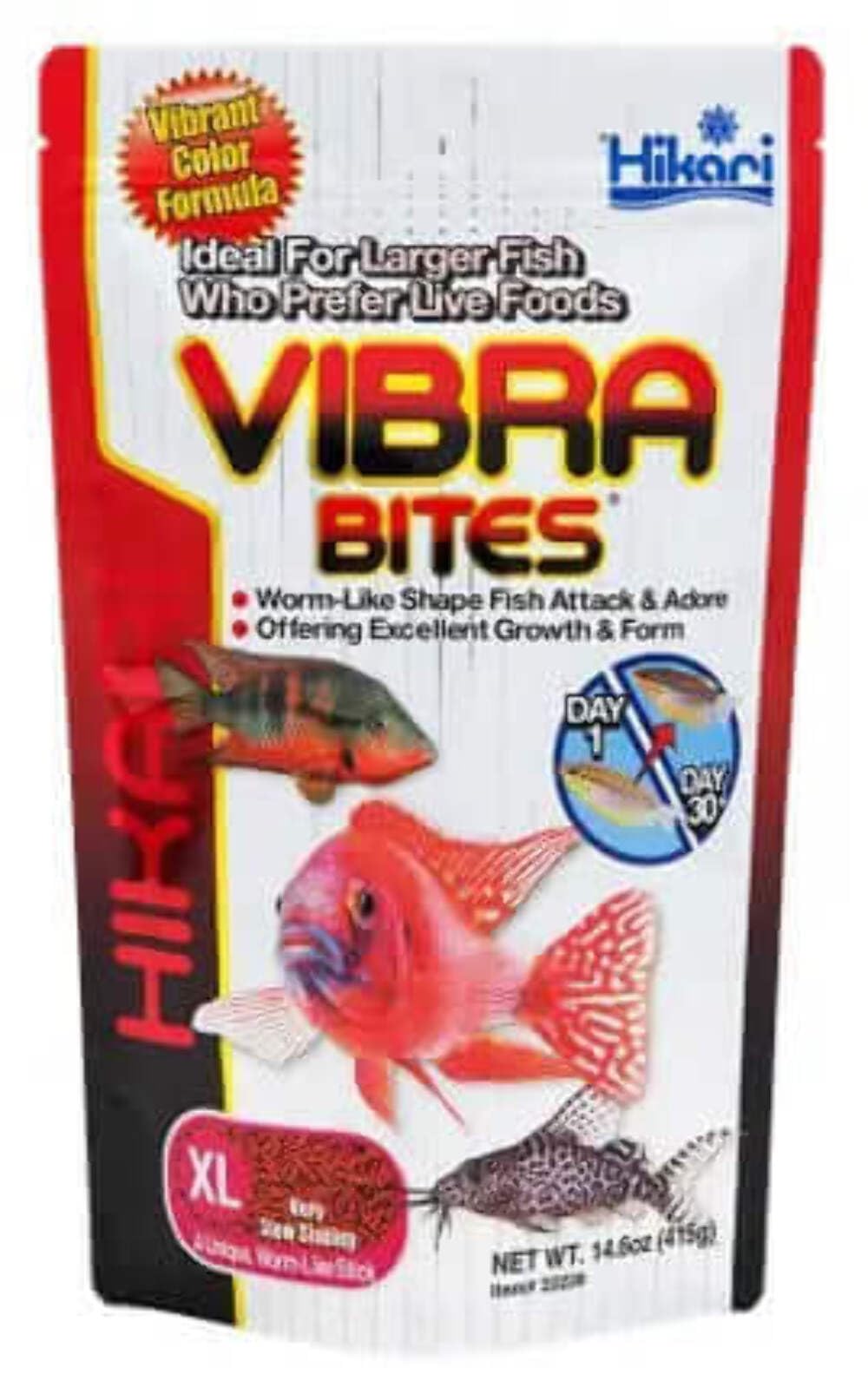 Hikari Vibra Bites XL packaging with 415g tub for easy feeding.