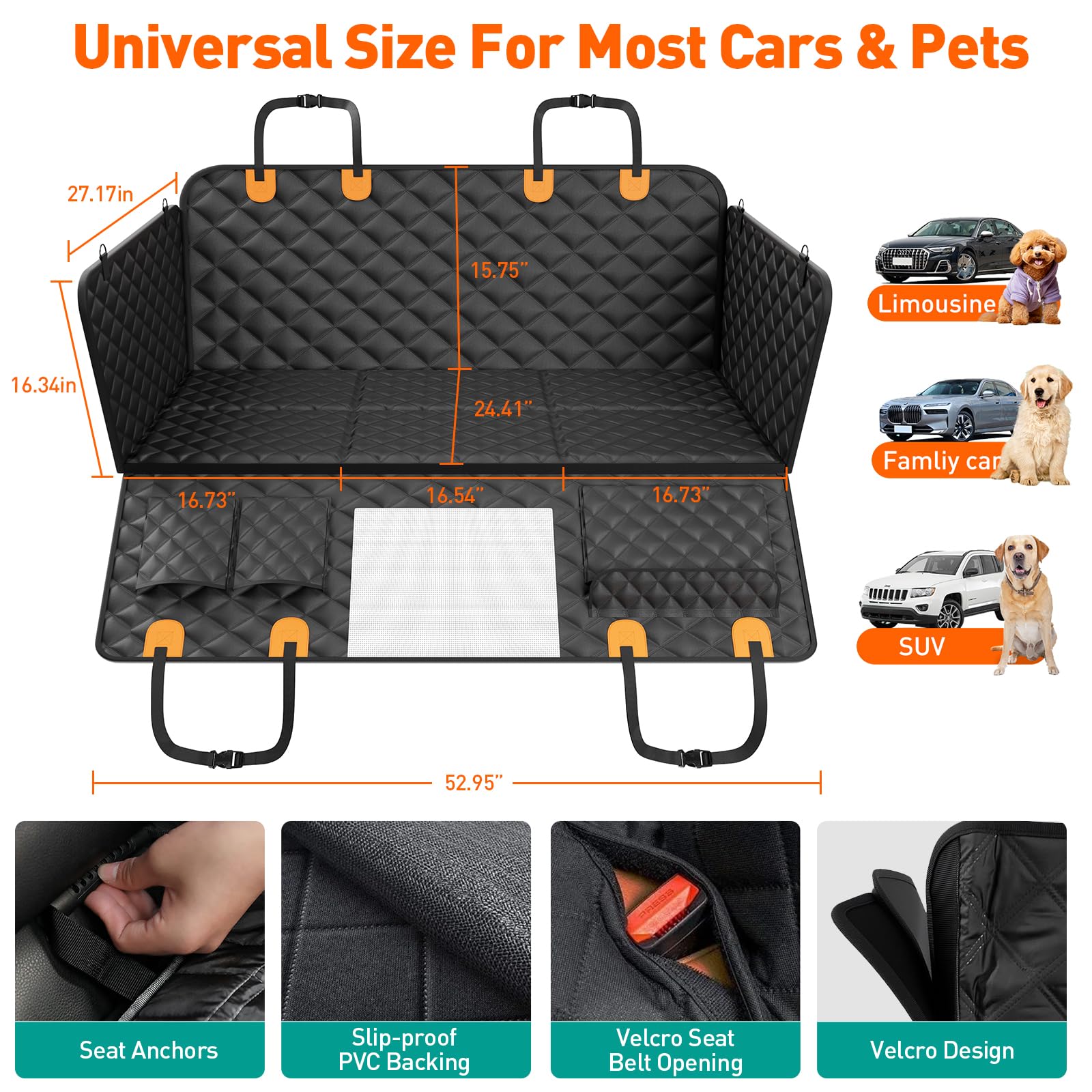 HikeSeptPals anti-scratch car seat cover shields seats and doors from claws and hair