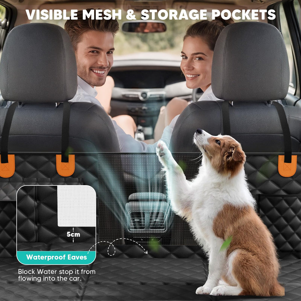 HikeSeptPals dog hammock with mesh window promotes airflow and reduces anxiety during car rides