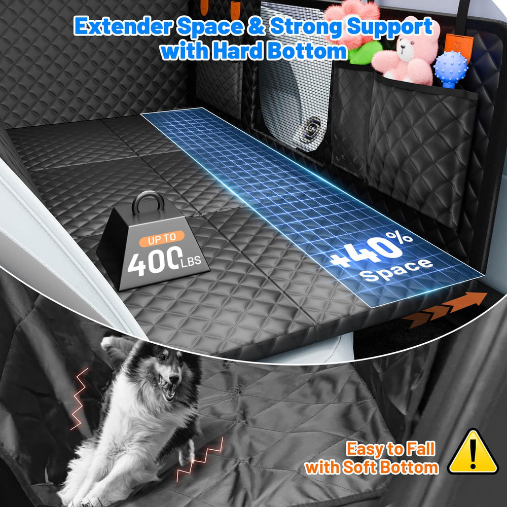 HikeSeptPals dog seat cover hard bottom supports up to 400 lbs for stable lounging.