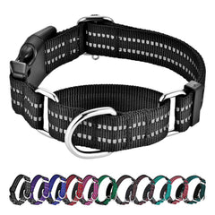Hikiko collar martingale reflectante de nylon para perros, mayor visibilidad nocturna.