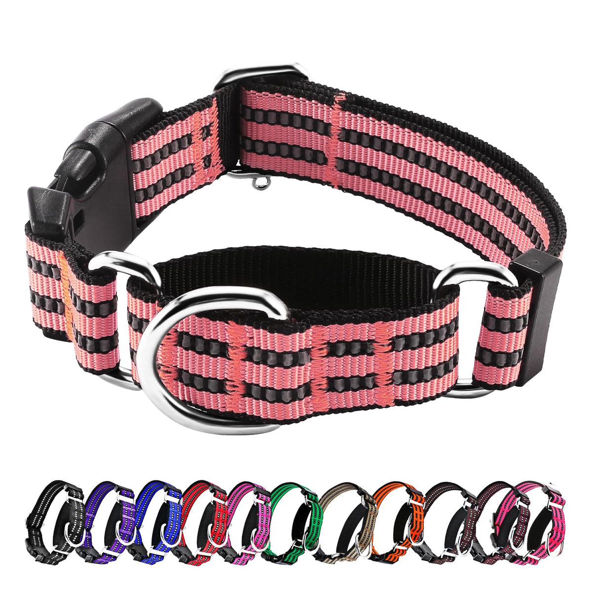 Hikiko collar martingale reflejante; visibilidad nocturna para paseos seguros.